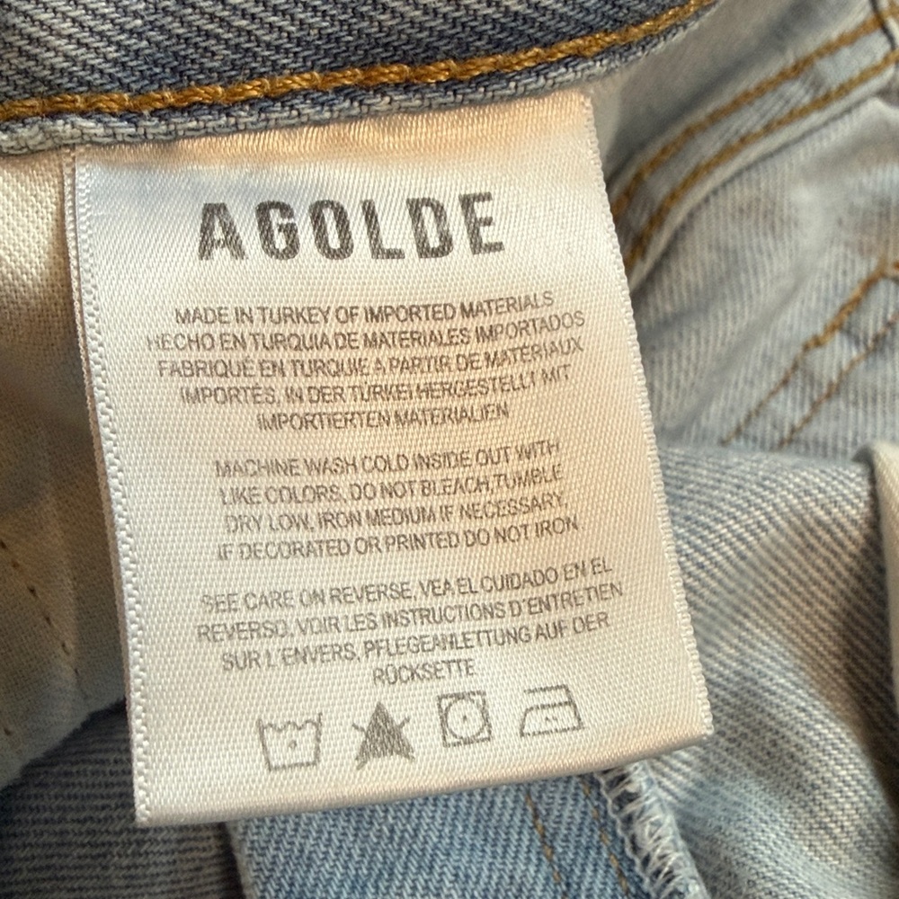 Agolde 90'S PINCH WAIST HIGH RISE STRAIGHT size 29 light wash button front - Picture 13 of 14